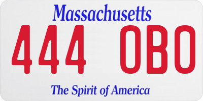 MA license plate 444OB0