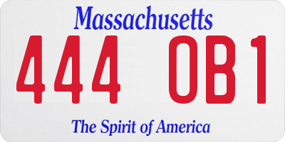 MA license plate 444OB1