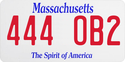 MA license plate 444OB2