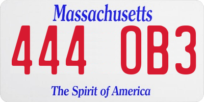 MA license plate 444OB3
