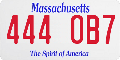 MA license plate 444OB7