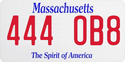 MA license plate 444OB8