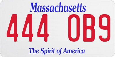 MA license plate 444OB9