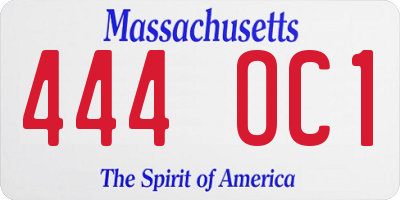 MA license plate 444OC1