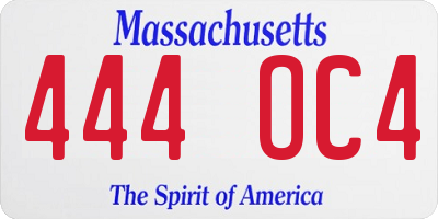 MA license plate 444OC4