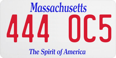 MA license plate 444OC5