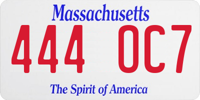 MA license plate 444OC7