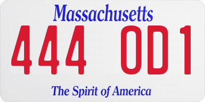 MA license plate 444OD1