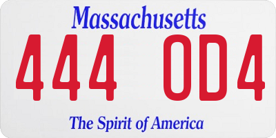 MA license plate 444OD4