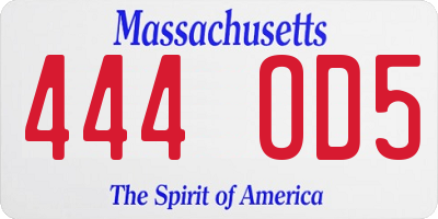 MA license plate 444OD5