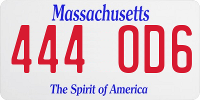 MA license plate 444OD6