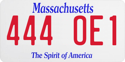 MA license plate 444OE1