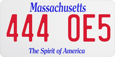 MA license plate 444OE5