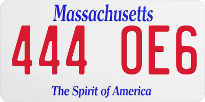 MA license plate 444OE6