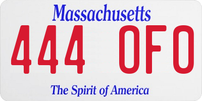MA license plate 444OF0