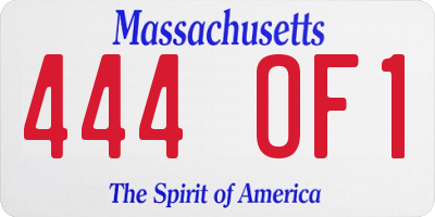 MA license plate 444OF1