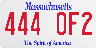 MA license plate 444OF2