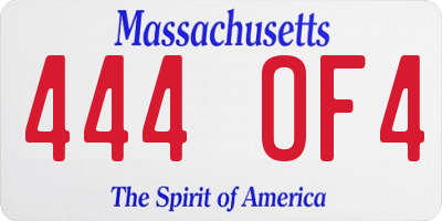 MA license plate 444OF4