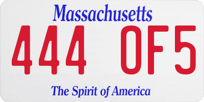 MA license plate 444OF5