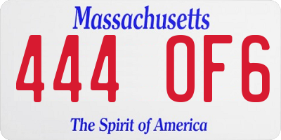 MA license plate 444OF6