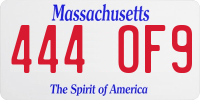 MA license plate 444OF9