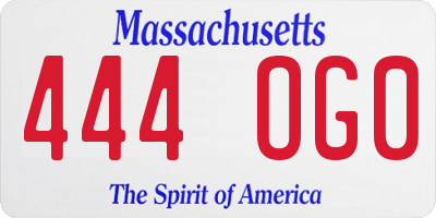 MA license plate 444OG0