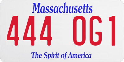 MA license plate 444OG1