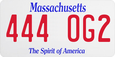 MA license plate 444OG2