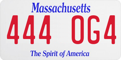 MA license plate 444OG4
