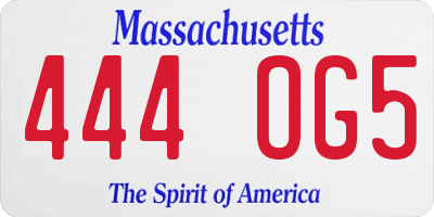 MA license plate 444OG5