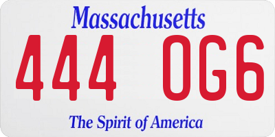 MA license plate 444OG6