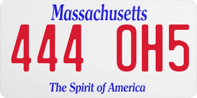 MA license plate 444OH5