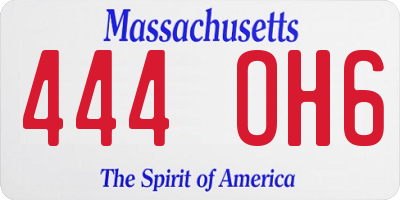 MA license plate 444OH6