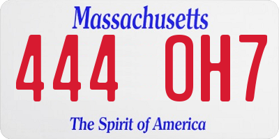 MA license plate 444OH7