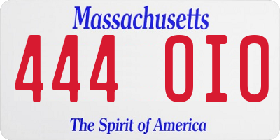 MA license plate 444OI0