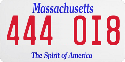 MA license plate 444OI8