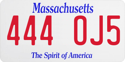 MA license plate 444OJ5