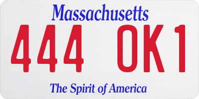 MA license plate 444OK1