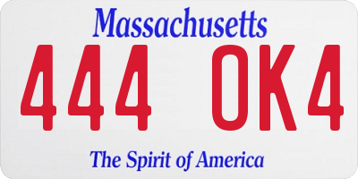MA license plate 444OK4