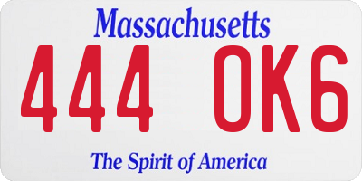 MA license plate 444OK6