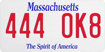 MA license plate 444OK8
