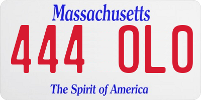 MA license plate 444OL0
