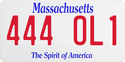 MA license plate 444OL1