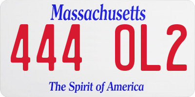 MA license plate 444OL2
