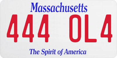 MA license plate 444OL4