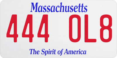 MA license plate 444OL8
