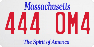 MA license plate 444OM4