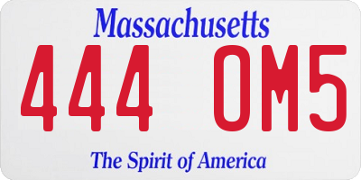 MA license plate 444OM5
