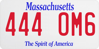 MA license plate 444OM6