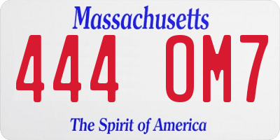 MA license plate 444OM7